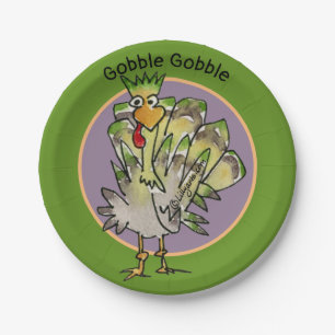 Groene Cartoon Turkije - Borden voor dubbelpapier Papieren Bordje