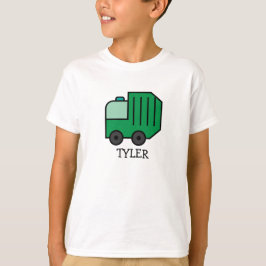 Groene Cartoon Vuilnis/Recyclen Vrachtwagen met Ki T-shirt