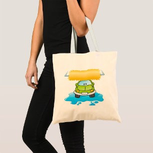 Groene Cartooneske Wasstraat Gelukkig Klein Autoot Tote Bag