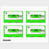 Groene  cassette muziektape rechthoekige sticker (Vel)