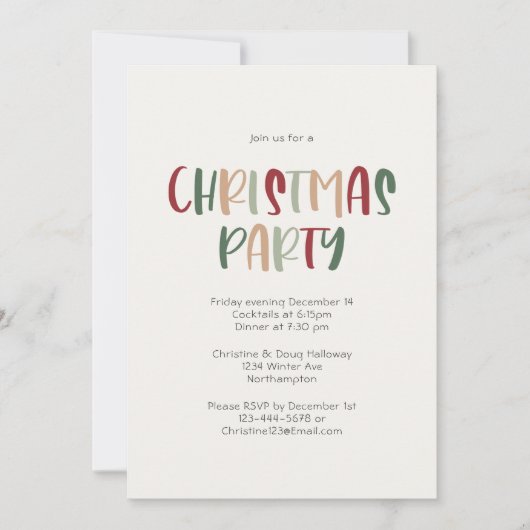 Groene Casual kerstfeestdag Kaart (Voorkant)