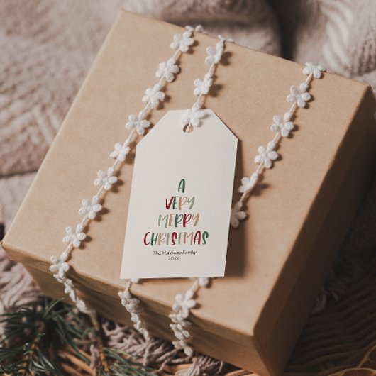 Groene Casual kleurrijke kerstkerst Cadeaulabel