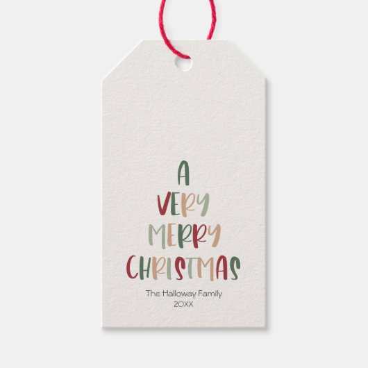 Groene Casual kleurrijke kerstkerst Cadeaulabel (Voorkant)