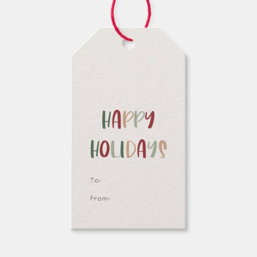 Groene Casual kleurrijke Prettige feestdagen van Cadeaulabel (Voorkant)