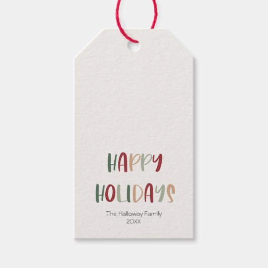 Groene Casual Prettige feestdagen CadeauLabels (Voorkant)