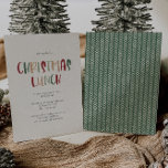 Groene Casual uitnodiging tot kerst met kleurrijke<br><div class="desc">Deze groene casual, kleurrijke kerstlunch is perfect voor uw leuke, creatieve kerstlunch. Het unieke, speelse moderne lettertype in rood, boho tan en licht- en donkergroen maakt een gelukkig seizoensgebonden gevoel mogelijk. Als je de donkere winter van je geliefden wilt ophelderen met een schattige feestvreugde, dan heb je dat ding gevonden!...</div>