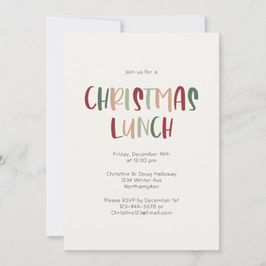 Groene Casual uitnodiging tot kerst met kleurrijke (Voorkant)