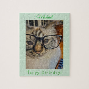 Groene CAT Originele Foto VERJAARDAG Naam Legpuzzel