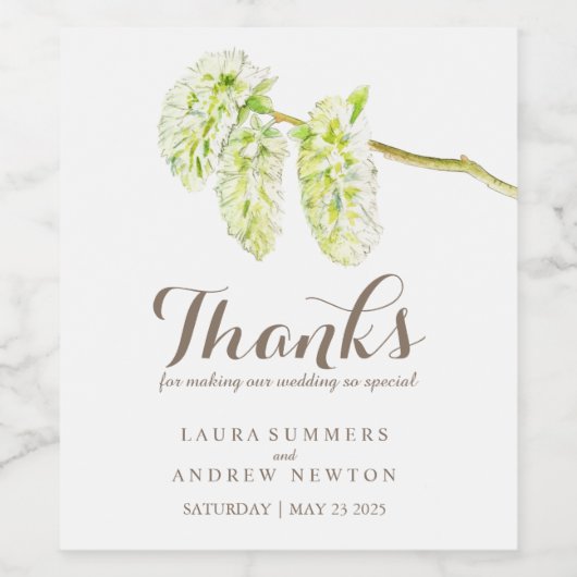 Groene catkins bruiloft aangepaste wijn labels wijn etiket (Enkel label)