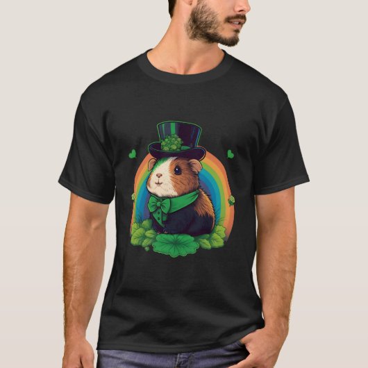 Groene cavia shamrock op St Patricks Day Guine T-shirt (Voorkant)