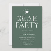 Groene Celestial Typography Afstudeerder Party Kaart (Voorkant)