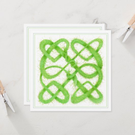 GROENE CELTISCHE KNOOP 5.25" Platte Vierkante Kaar Kaart (Voorkant / Achterkant in situ)