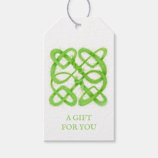 GROENE CELTISCHE KNOOP Cadeaubijsluiters Cadeaulabel (Voorkant)