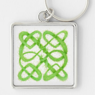 GROENE CELTISCHE KNOOP Premium Vierkante Sleutelha Sleutelhanger