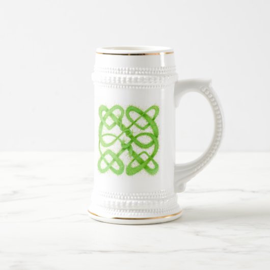 GROENE CELTISCHE KNOOP Wit en Goud Stein Bierpul (Rechts)
