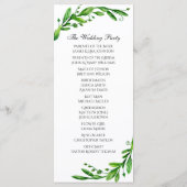 Groene ceremonie programma. Tuin bruiloft. groen Programmakaart (Achterkant)