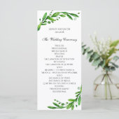 Groene ceremonie programma. Tuin bruiloft. groen Programmakaart (Staand voorkant)