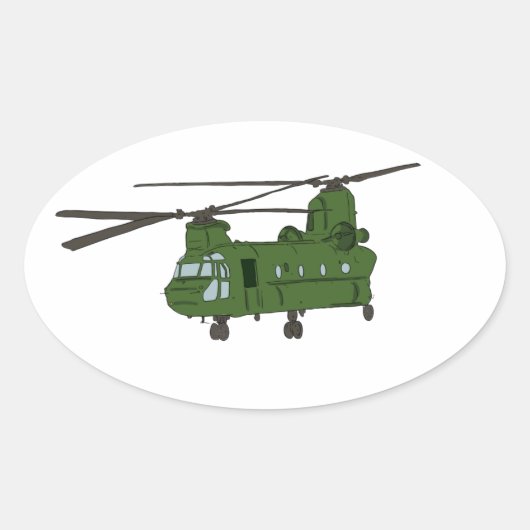 Groene CH-47 Chinese militaire helikopter Ovale Sticker (Voorkant)