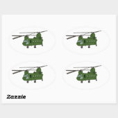 Groene CH-47 Chinese militaire helikopter Ovale Sticker (Vel)