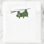 Groene CH-47 Chinese militaire helikopter Ovale Sticker (Tas)
