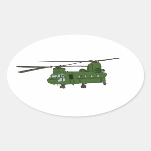 Groene CH-47 Chinese militaire helikopter Ovale Sticker
