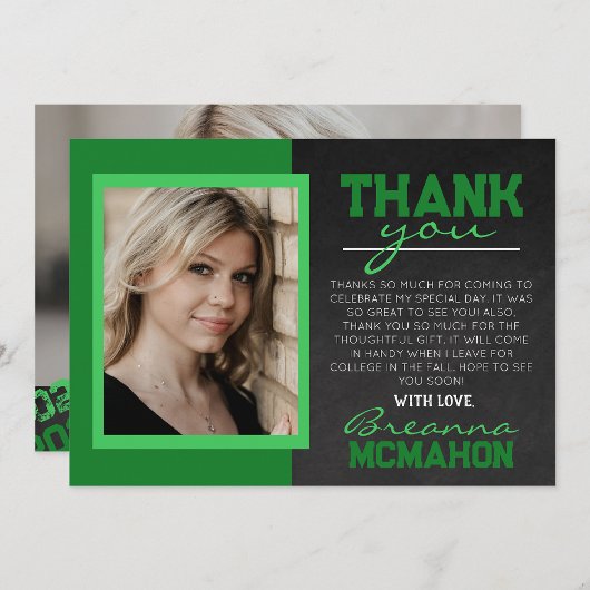 Groene Chalkboard Afstuderen foto dank u kaart