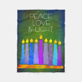 Groene Chanoeka Menorah Kaarsen Vrede Liefde Licht Fleece Deken (Voorkant)