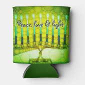 Groene Chanoeka Menorah Vrede Liefde Licht Modern Blikjeskoeler (Voorkant)