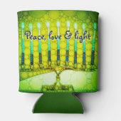 Groene Chanoeka Menorah Vrede Liefde Licht Modern Blikjeskoeler (Achterkant)