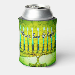 Groene Chanoeka Menorah Vrede Liefde Licht Modern Blikjeskoeler