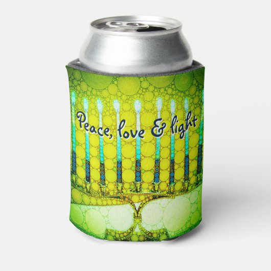 Groene Chanoeka Menorah Vrede Liefde Licht Modern Blikjeskoeler (Blikje Achterkant)