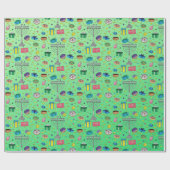 Groene Chanoeka Patroon Cadeaupapier (Vlak)