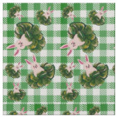 Groene Check Bunnies Stof (Close Up)