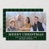 Groene Check geruite foto Feestdagenkaart (Voorkant / Achterkant)