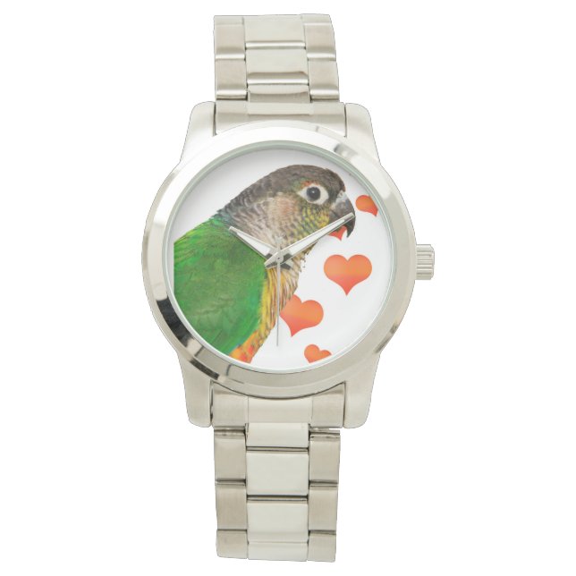 Groene Check Parrot Armband Unisex Horloge (Voorkant)