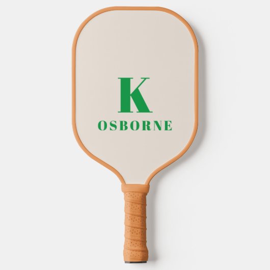 Groene Checker Modern Monogram Pickleball Paddle (Voorkant)