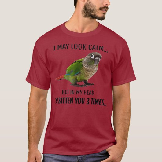 Groene Cheek Conure Apparel Ik kan er Calm Bird ui T-shirt (Voorkant)