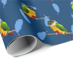 Groene Cheek Conure Blue Feathers Pet Bird Birthda Cadeaupapier