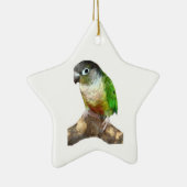 Groene Cheek Conure Keramisch Ornament (Rechts)