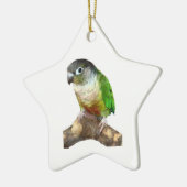 Groene Cheek Conure Keramisch Ornament (Links)