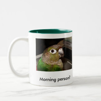 Groene Cheek Conure Morning Person Tweekleurige Koffiemok