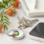 Groene Cheek Conure Sleutelhanger (Zijkant)