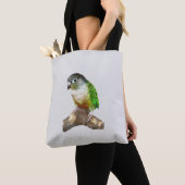 Groene Cheek Conure Tote Bag (Dichtbij)