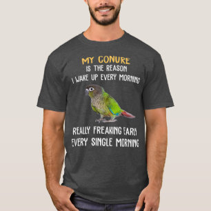 Groene Cheek Conure wakker worden T-shirt