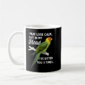 Groene Cheek Funny Quote Conure ik kan er kalm uit Koffiemok (Links)
