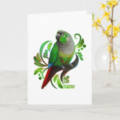 Groene Cheeked Conure Kaart (Gele Bloem)