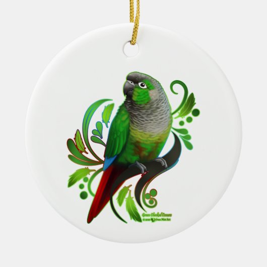Groene Cheeked Conure Keramisch Ornament (Voorkant)