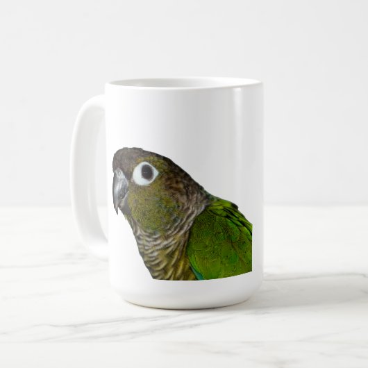 Groene Cheeked Conure Koffiemok (Voorkant links)