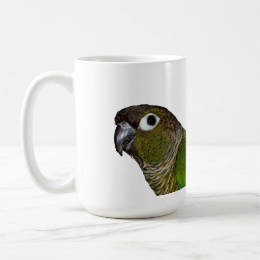 Groene Cheeked Conure Koffiemok (Links)