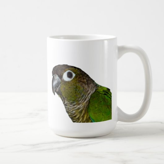 Groene Cheeked Conure Koffiemok (Rechts)